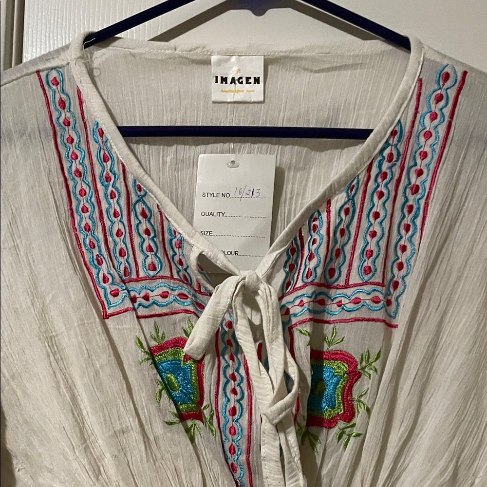 Embroidered White Women's Swim Coverup - Picture 10 of 11